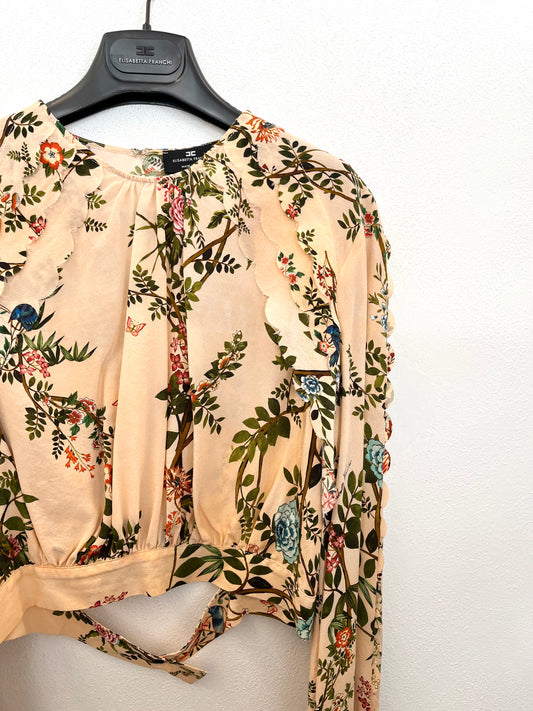 Blusa cropped di Elisabetta Franchi con stampa floreale