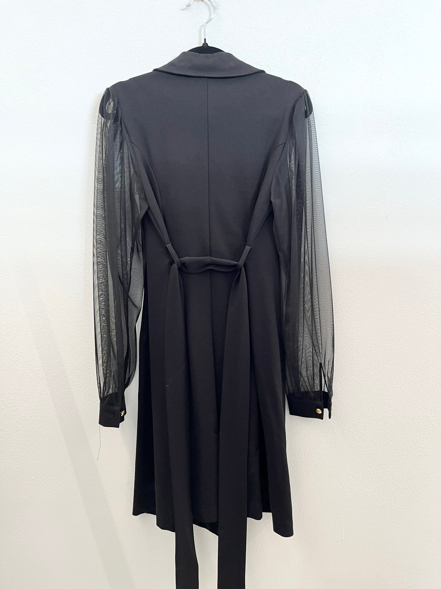 Sandro Ferrone long blazer dress with tulle sleeves