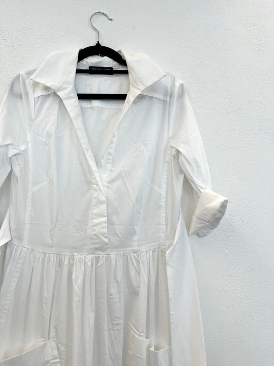 Abito lungo di Twin Set chemisier bianco con tasche applicate