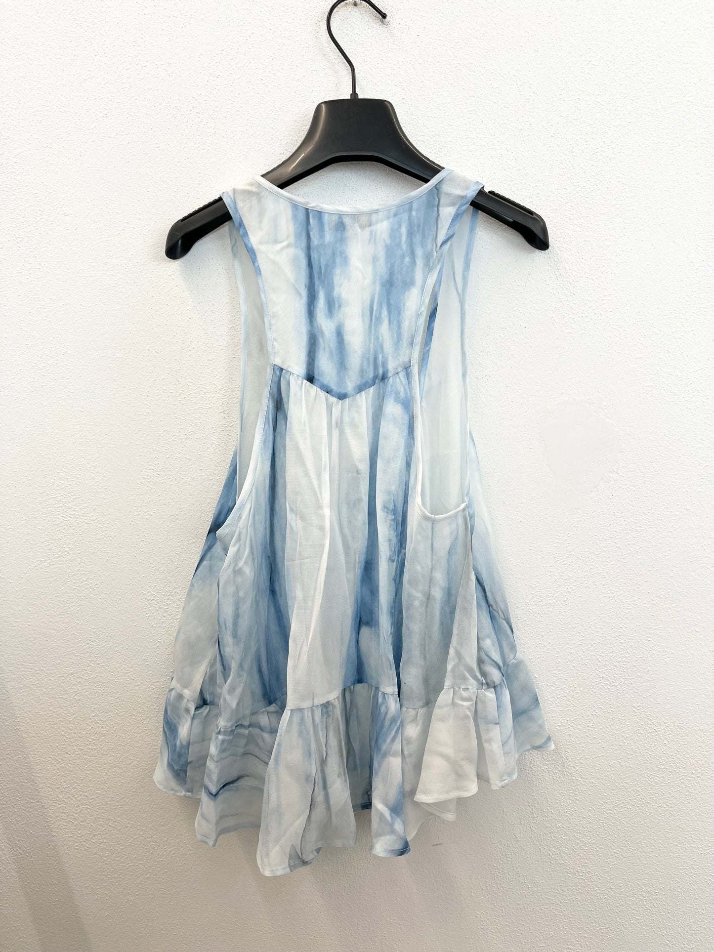 Camicetta di DonDup tie-dye azzurro a uovo con ruches
