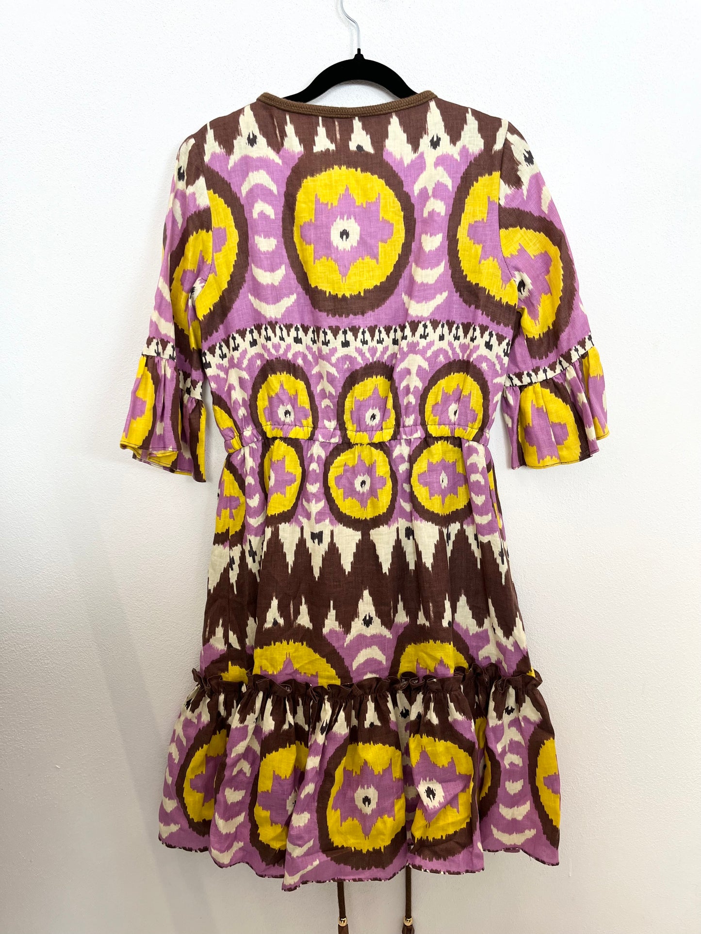 Abito Milly con Stampa Ikat e Gonna a Balze