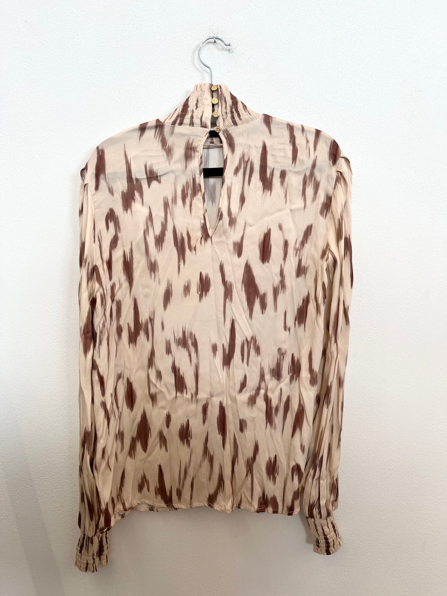 Blusa di True Royal con Stampa Astratta e Polsini Smock