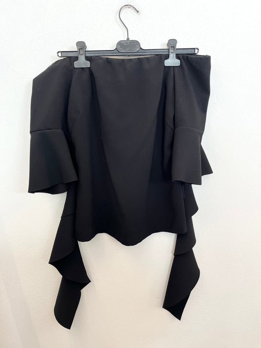 Top Pinko bardot off-the-shoulder con maxi volanti