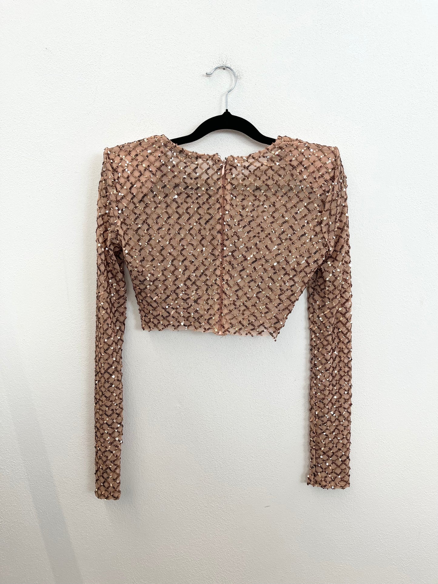 Crop top Elisabetta Franchi a maniche lunghe con paillettes