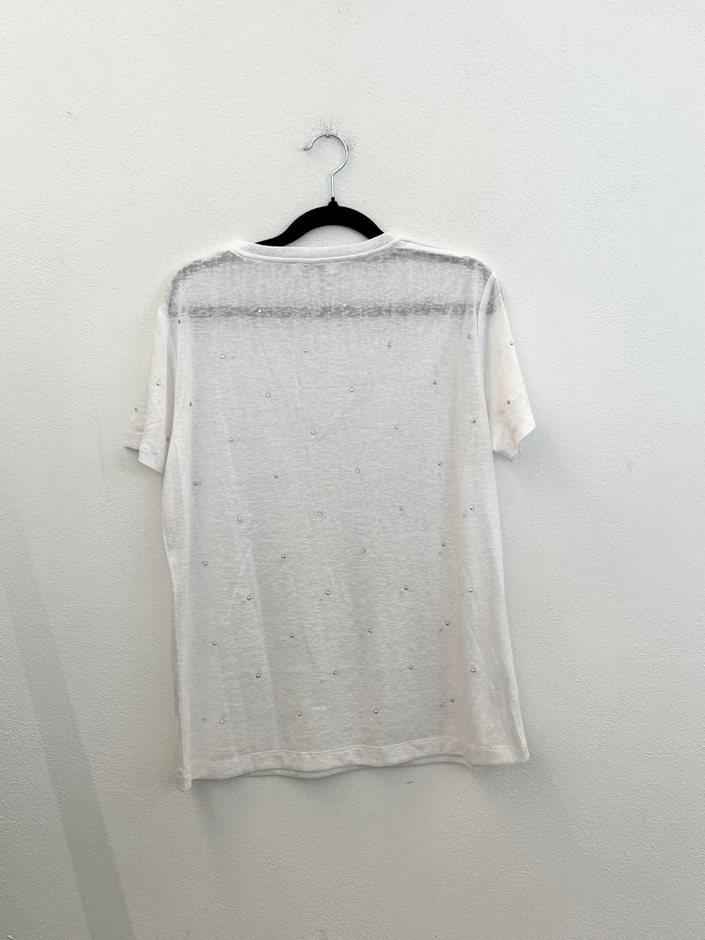 T-shirt Anis scollo a v con micro strass