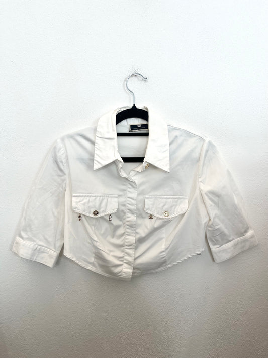 Camicia cropped Elisabetta Franchi strutturata con charm