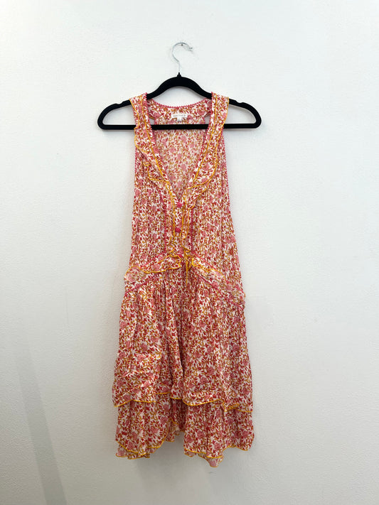 Abito Poupette St. Barth floreale smanicato con balze