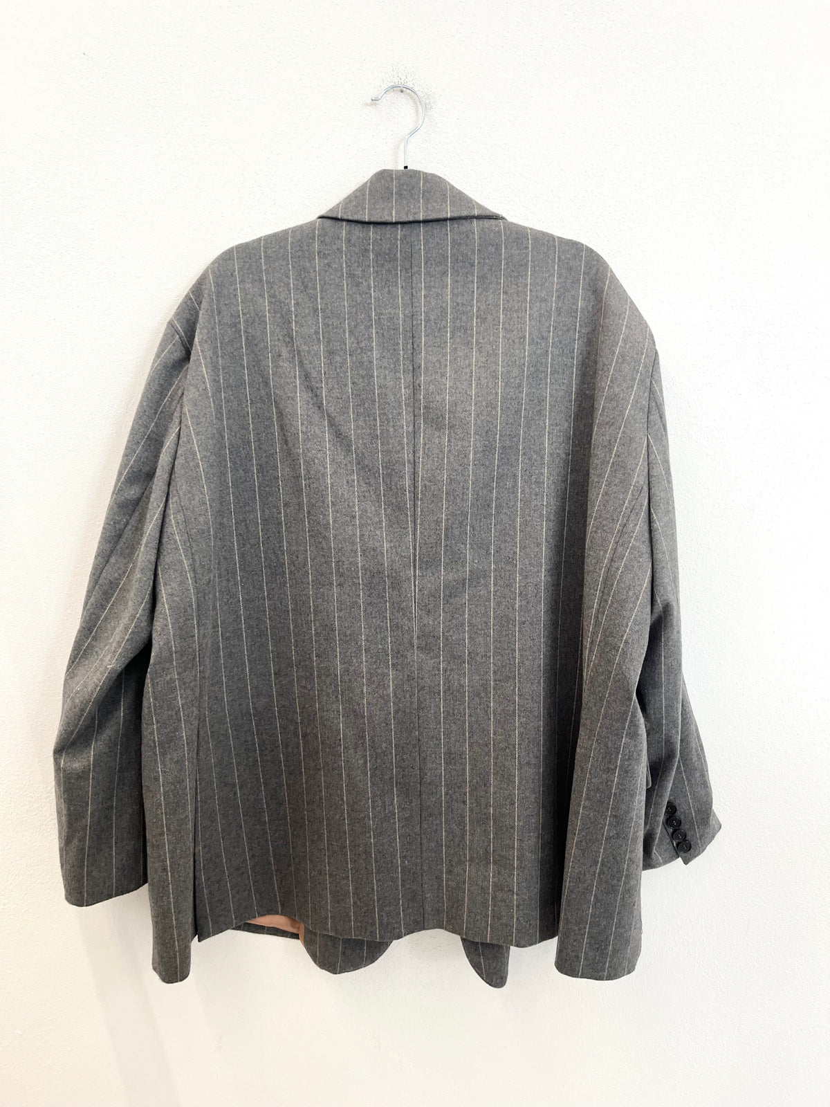 Giacca Blazer Vicolo Oversize Grigia Gessata con Spilla Stella