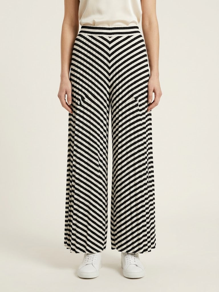 Pantaloni a Righe Croche Bianco Nero