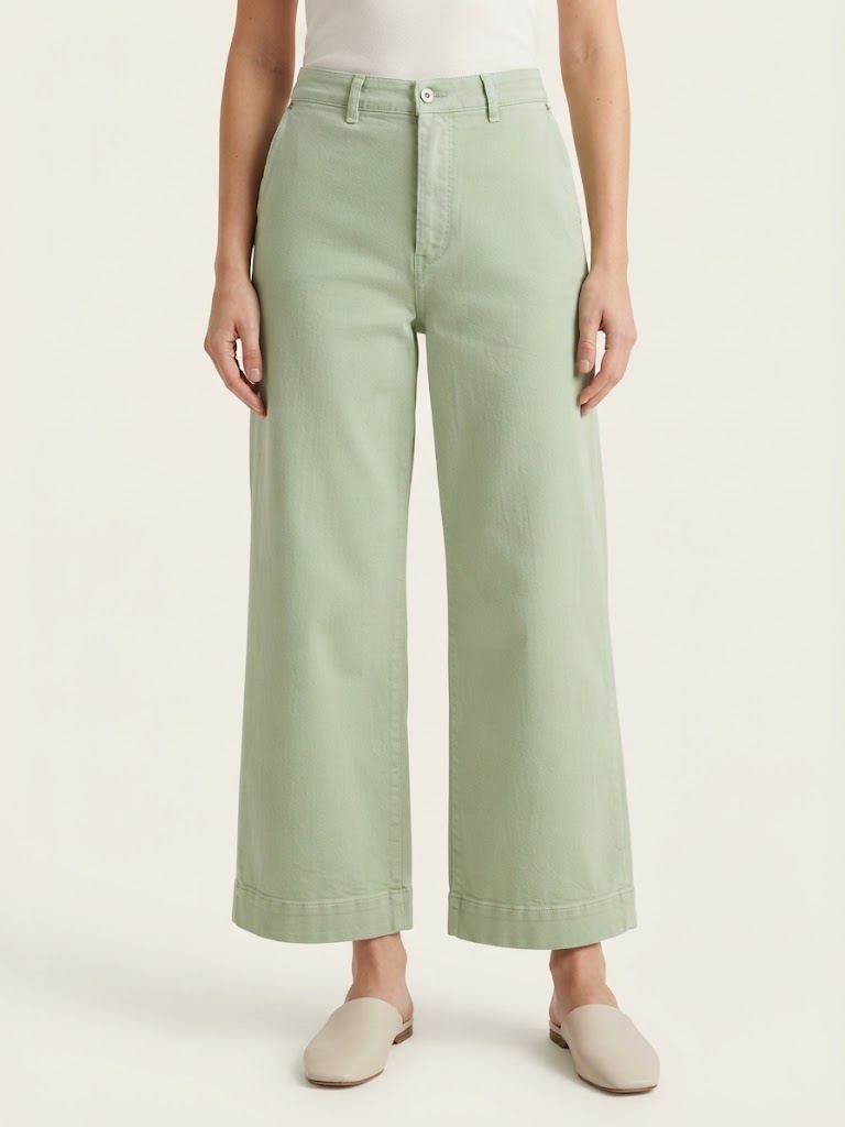 Pantaloni ampi SoloTre in cotone verde salvia