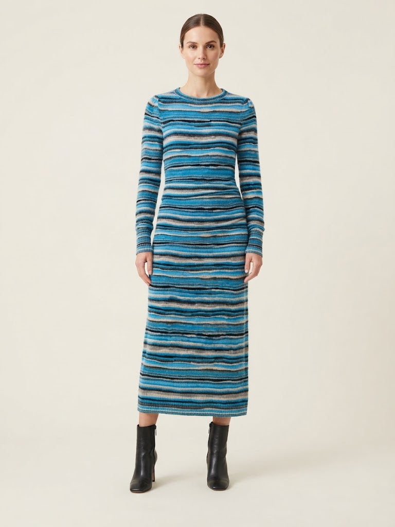 Abito midi Twin Set actitude a righe multicolor