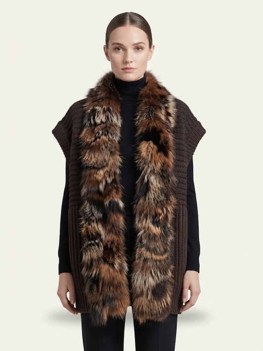 Gilet in maglia Sword con dettaglio in pelliccia