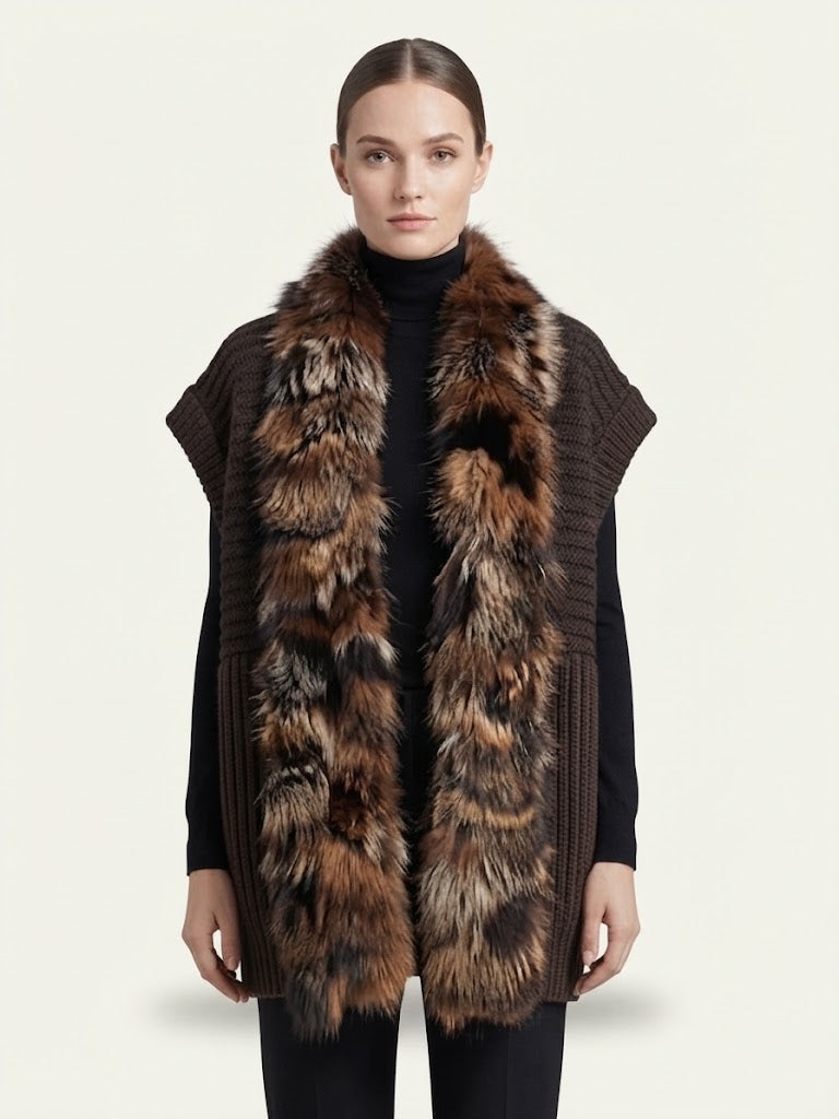 Gilet in maglia Sword con dettaglio in pelliccia