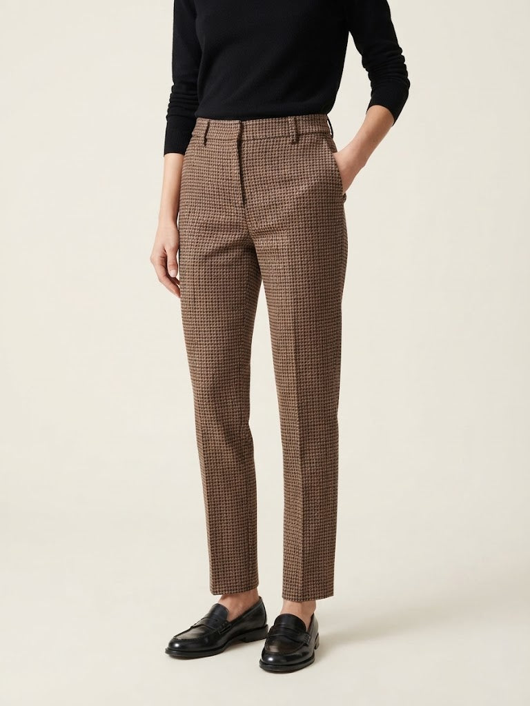 Pantaloni sartoriali Grifoni fantasia pied-de-poule
