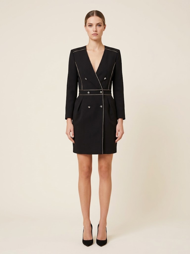 Vestito Stile Blazer Nero Elisabetta Franchi