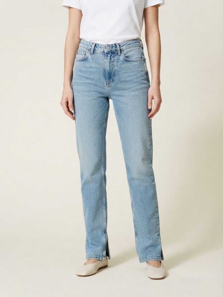 Jeans dritti Twin Set con spacchetti al fondo