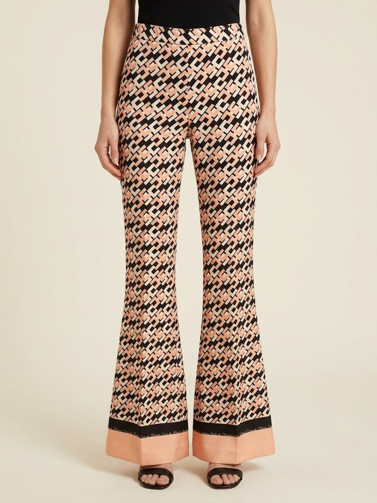 Elisabetta Franchi Geometric Pattern Flared Trousers