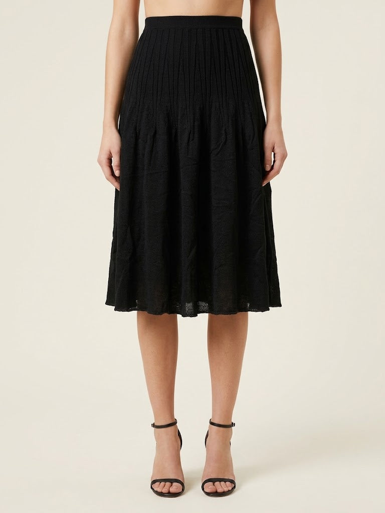 Gotha Black Wool Pencil Skirt