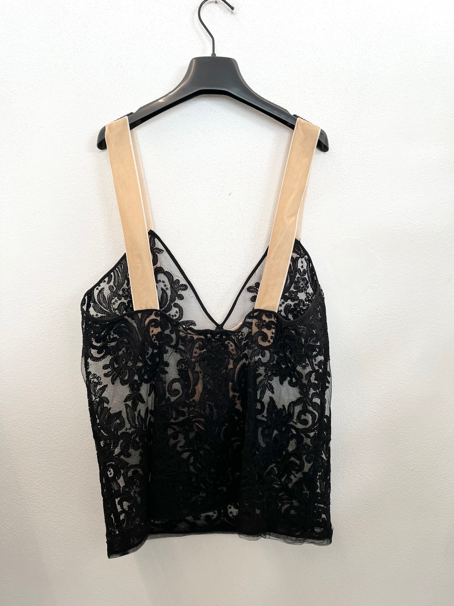 Top in pizzo di N°21 e tulle con spalline a contrasto