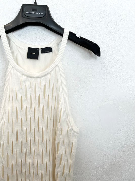 Top di Pinko in maglia traforata con frange