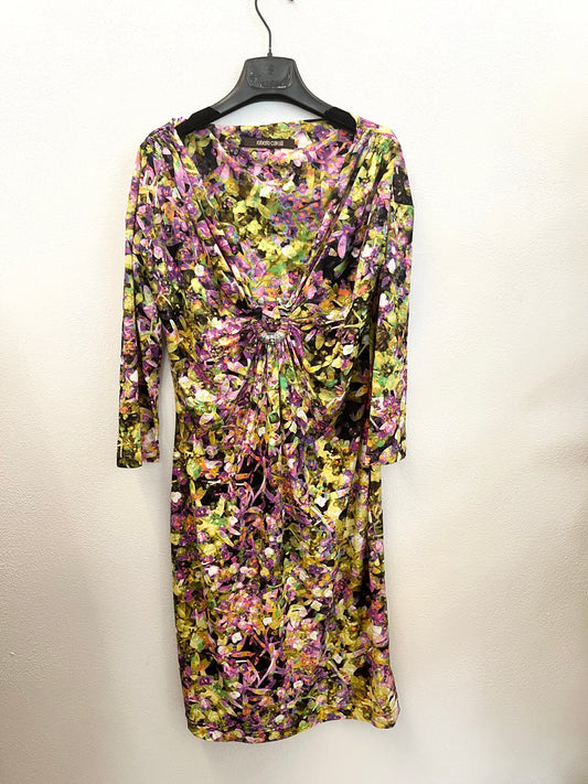 Abito midi di Roberto Cavalli drappeggiato stampa floreale