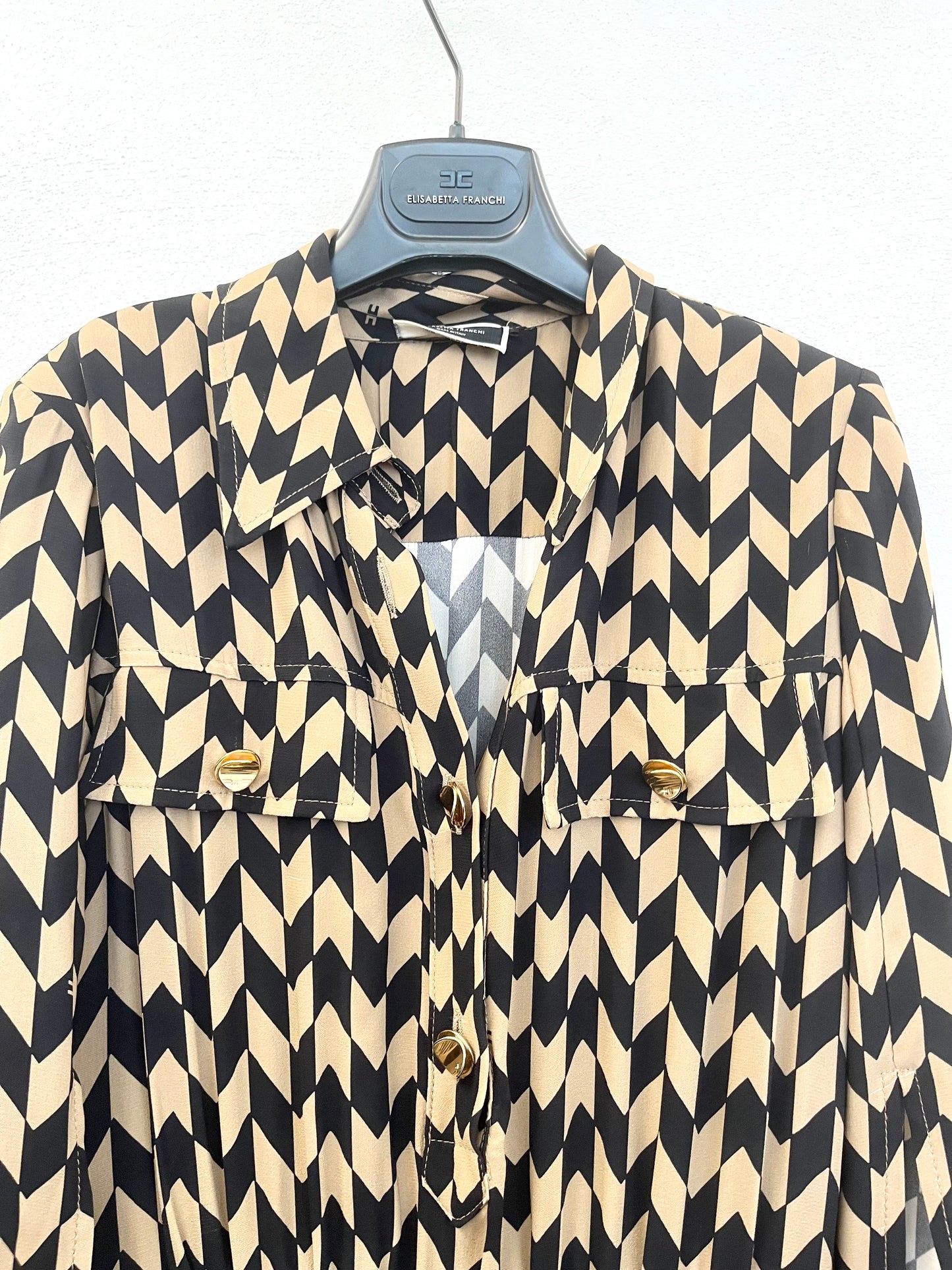 Abito lungo di Elisabetta Franchi con stampa geometrica