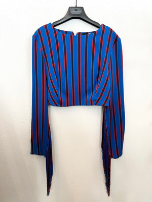 Elisabetta Franchi striped cropped top with fringe appliqués