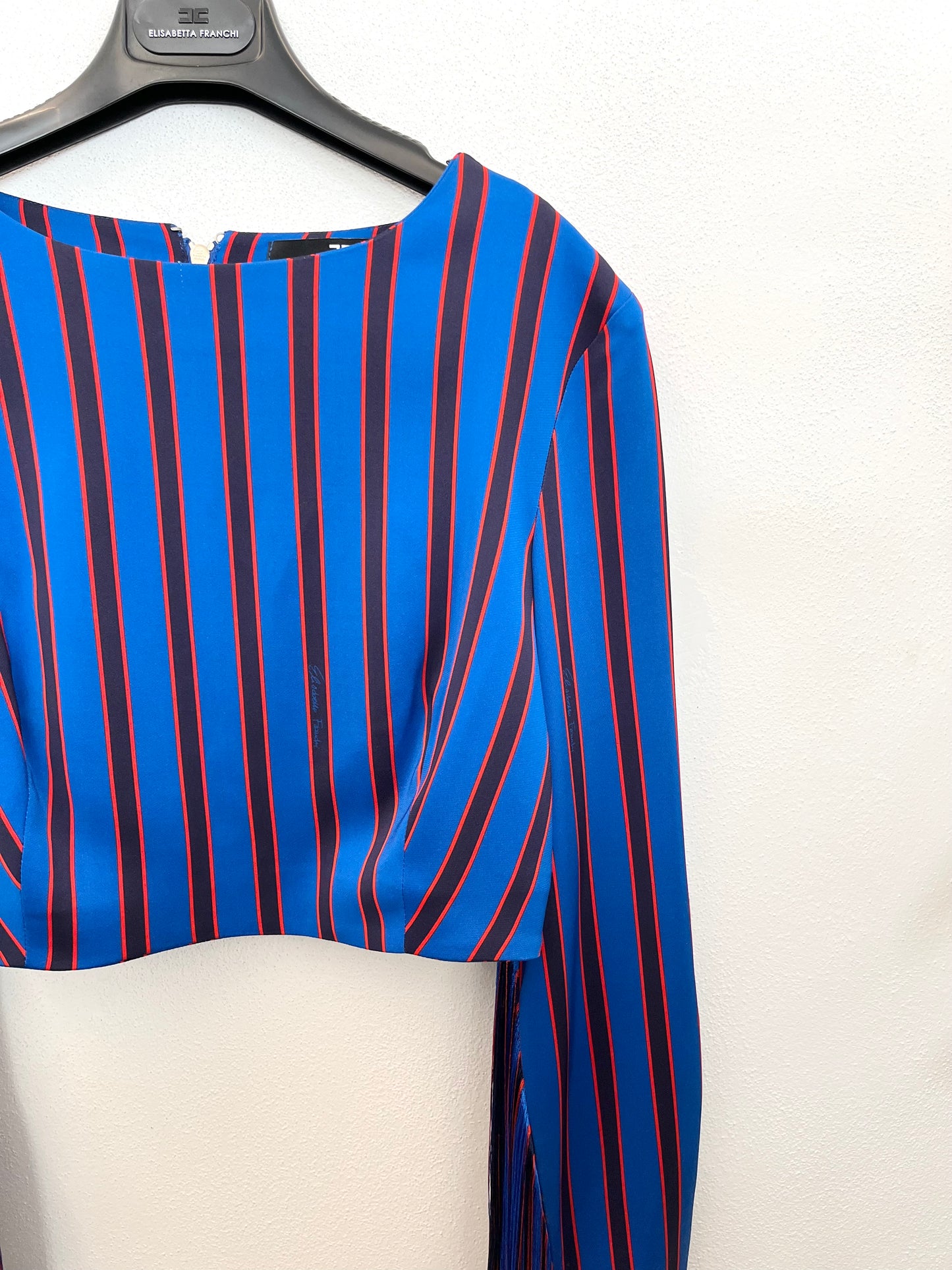 Elisabetta Franchi striped cropped top with fringe appliqués