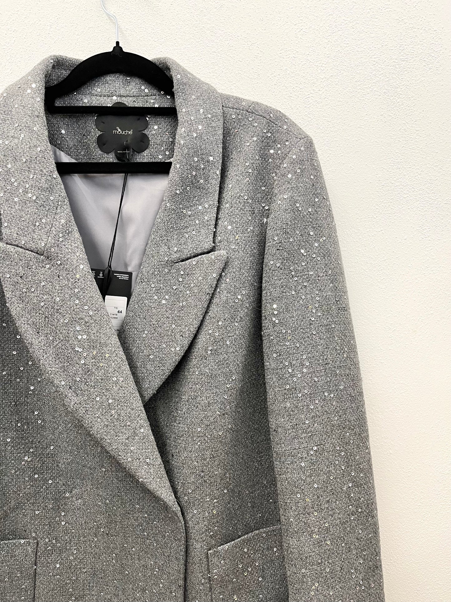 Caban di Mouche strutturato con micro-paillettes
