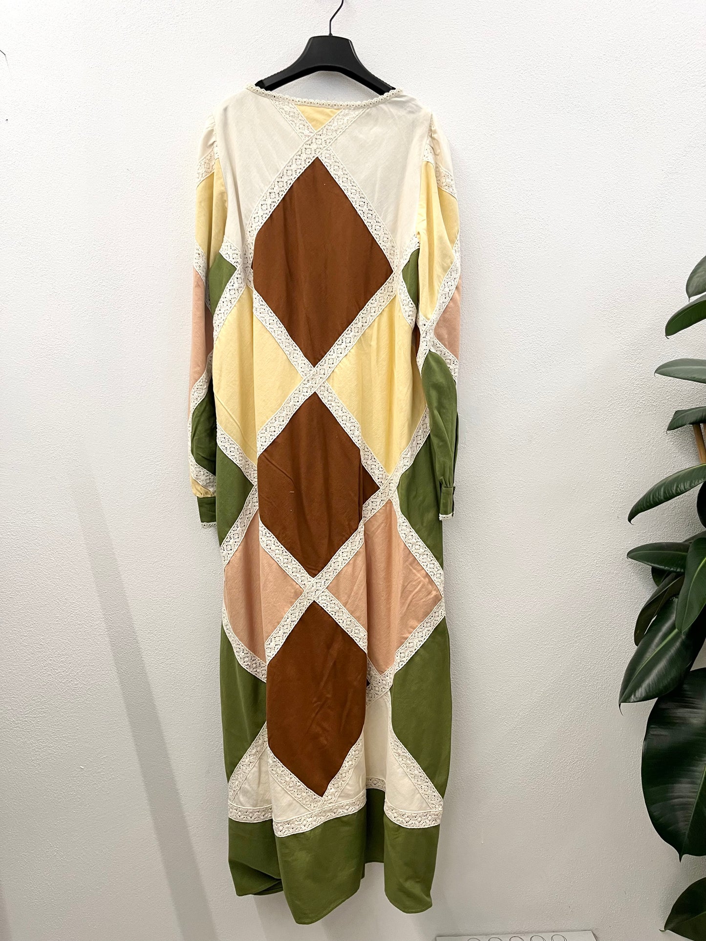 Sezane Geometric Patchwork Dress with Lace