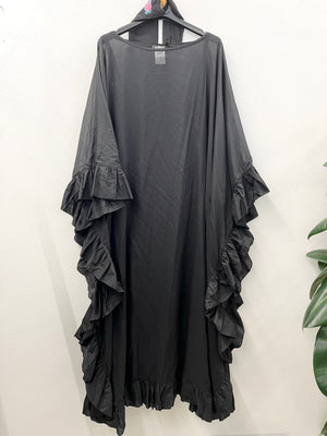 Ella Lago di Como Black Maxi Kaftan with Ruffles