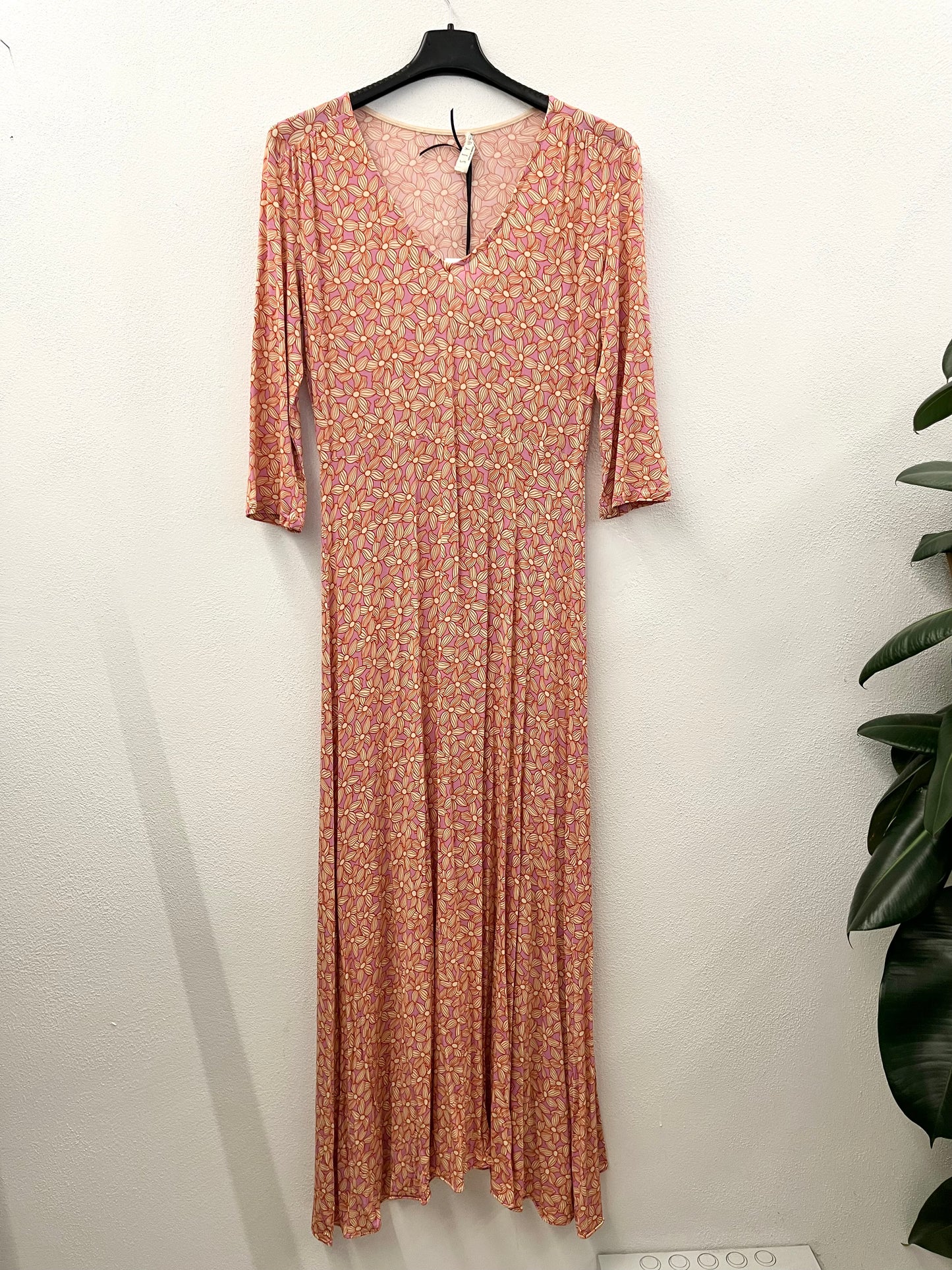 Abito Midi di Siyu a Fiori Rosa e Arancio
