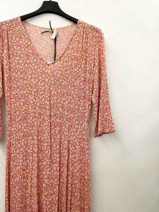 Abito Midi di Siyu a Fiori Rosa e Arancio