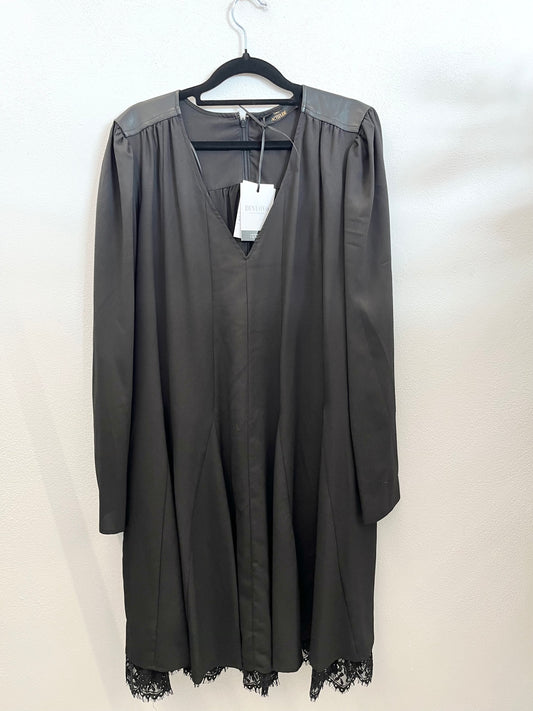 Abito di TwinSet nero scivolato con dettagli in eco pelle