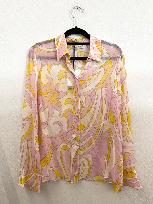 Blusa in seta di Emilio Pucci con stampa in fantasia