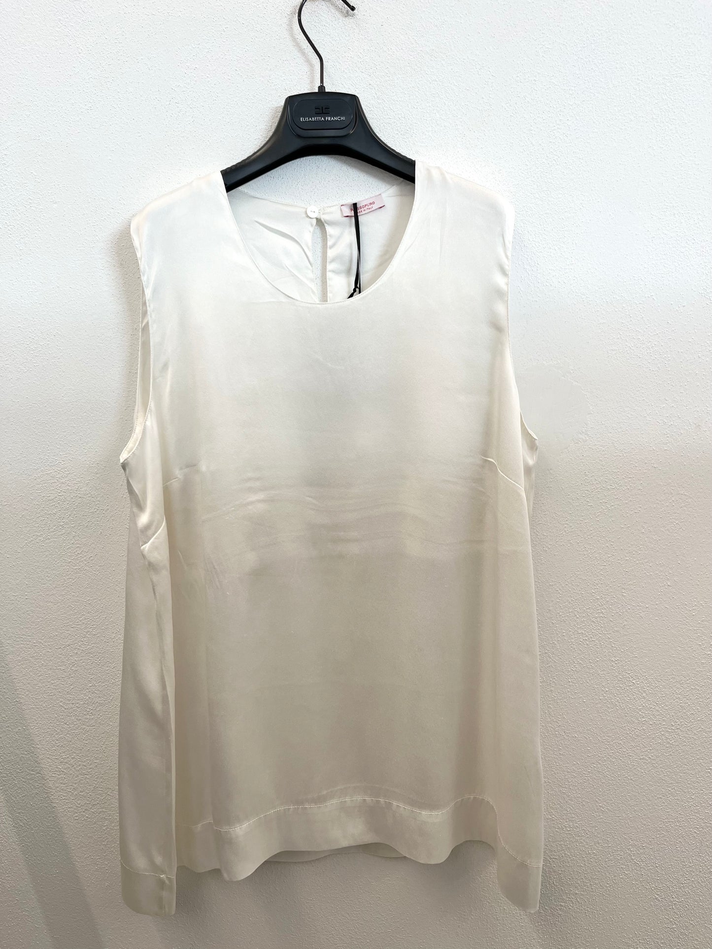 Blusa smanicata di RossoPuro in seta avorio