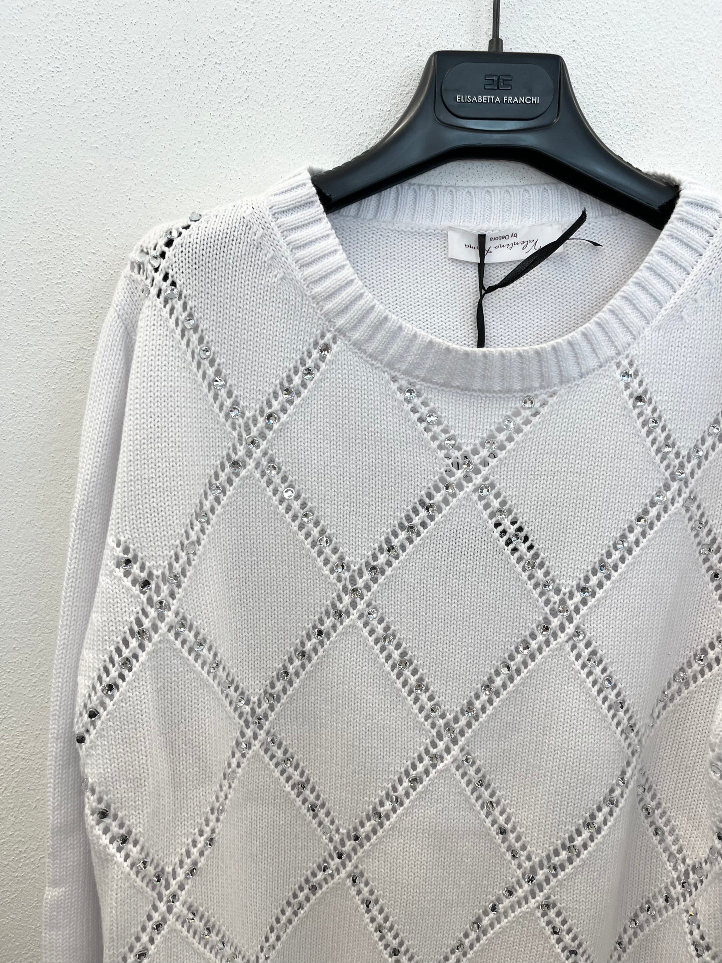 Maglione di Valentino Rama a coste con strass e perline