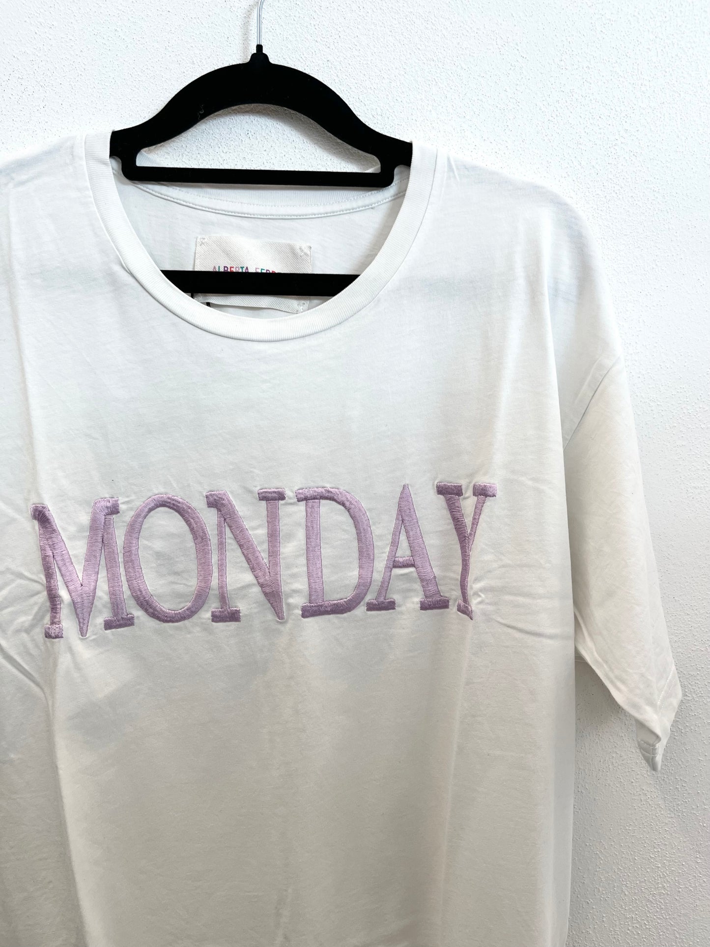 Alberta Ferretti T-shirt with "MONDAY" embroidery