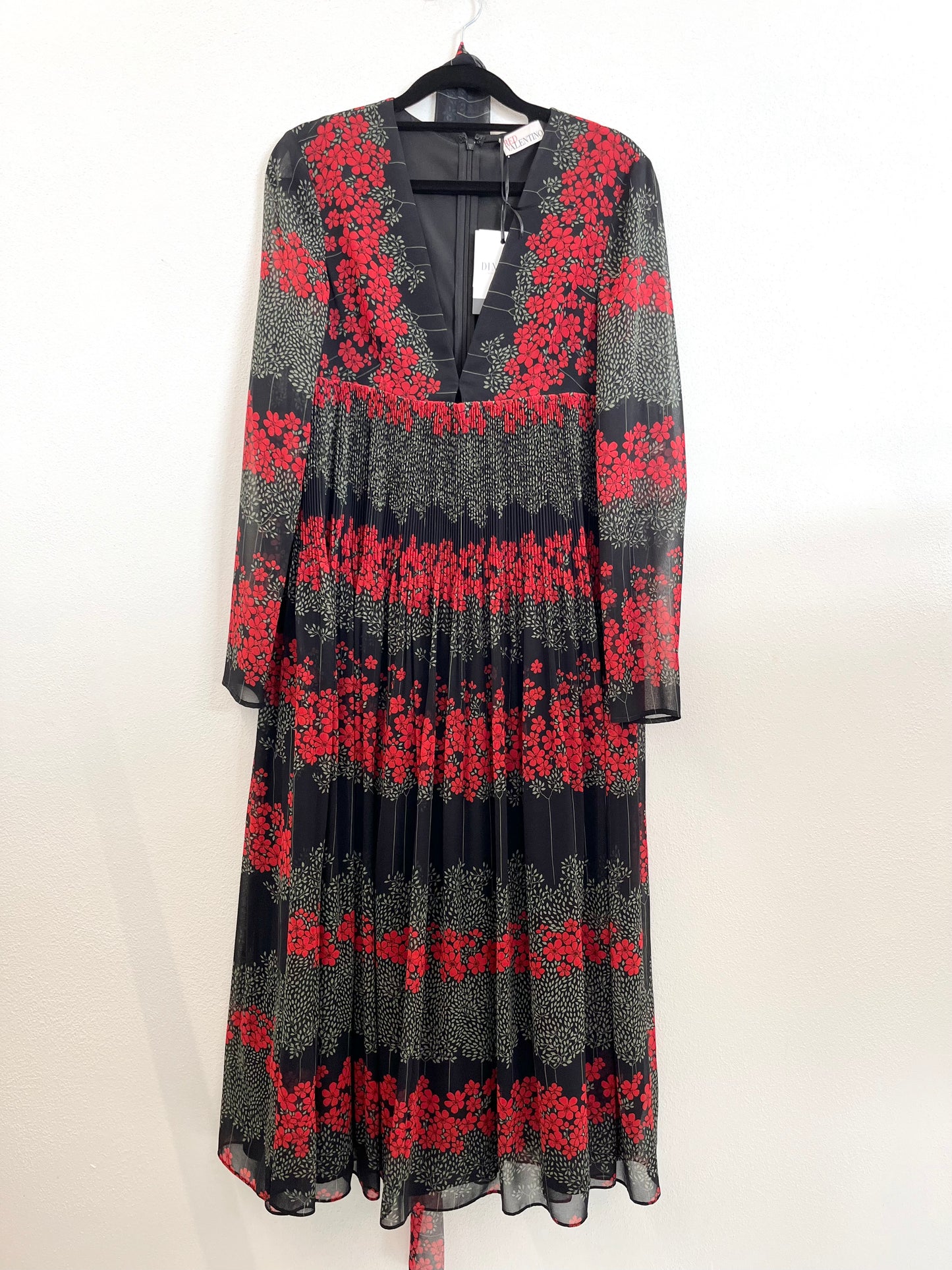 Red Valentino Long Floral Print Chiffon Dress
