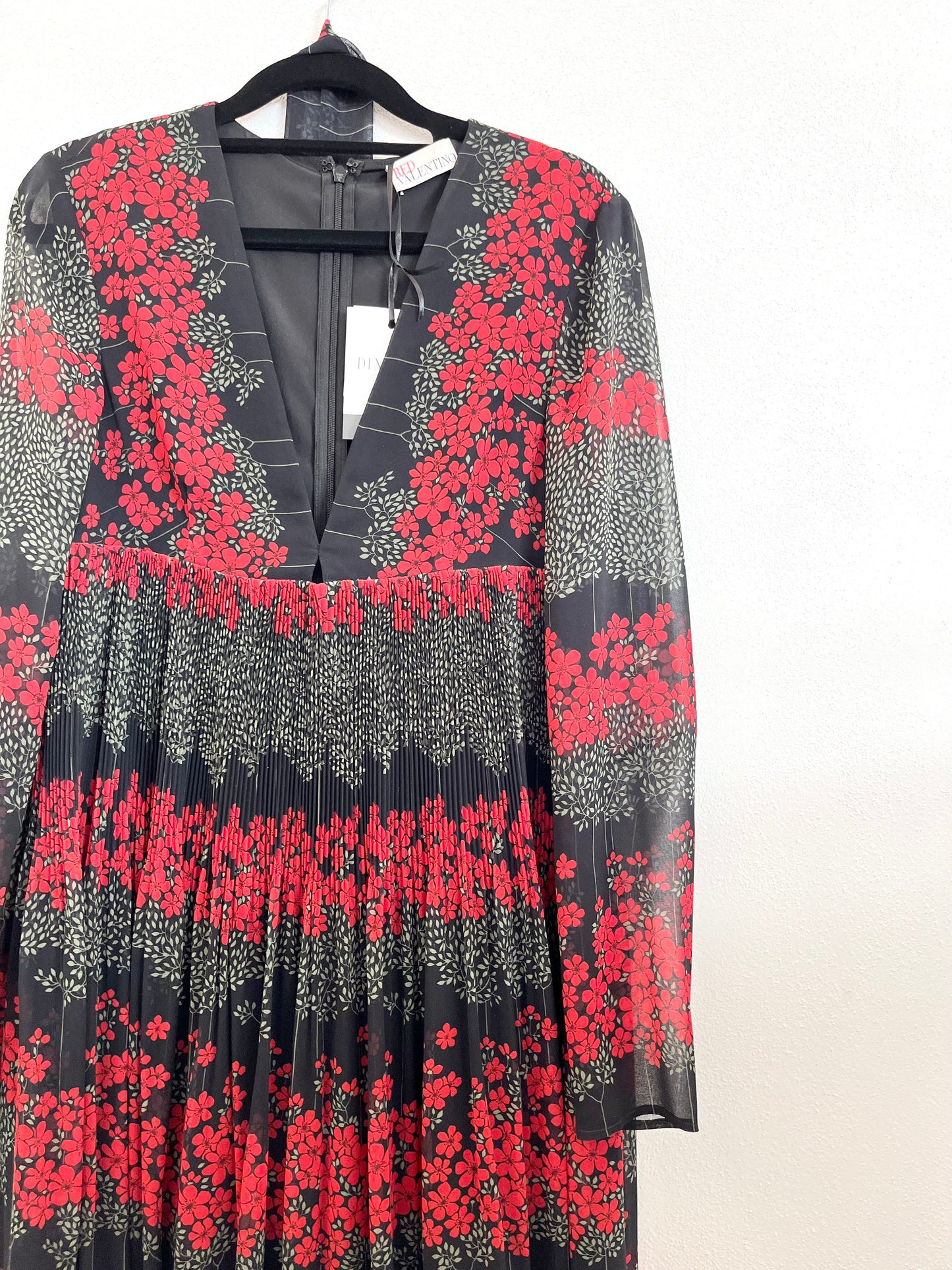 Red Valentino Long Floral Print Chiffon Dress