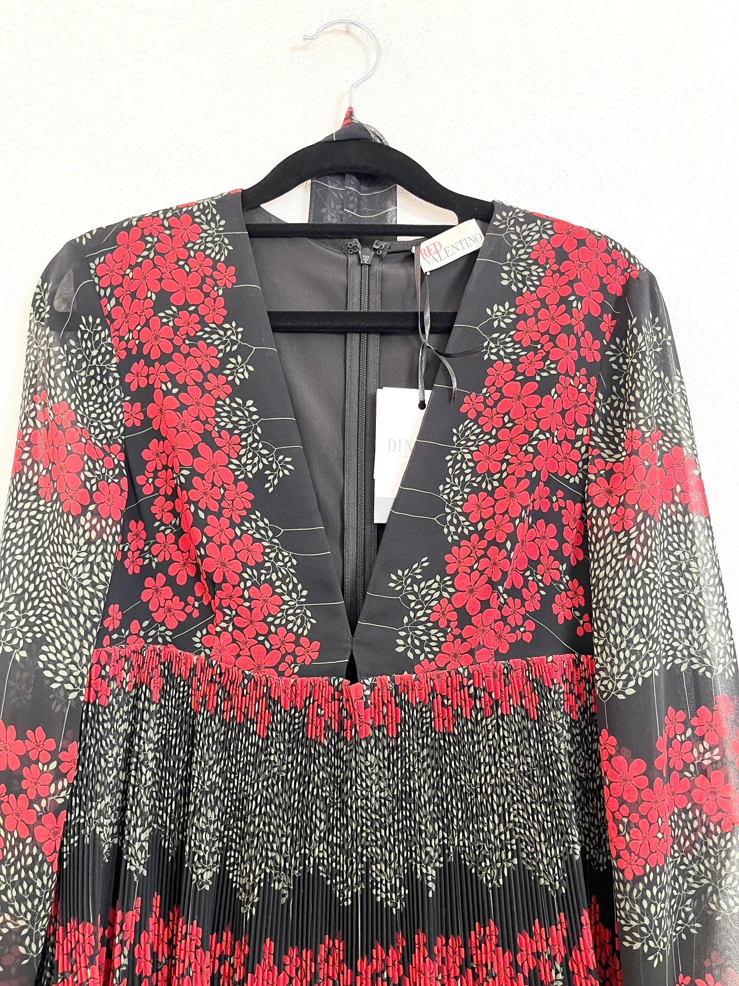 Red Valentino Long Floral Print Chiffon Dress