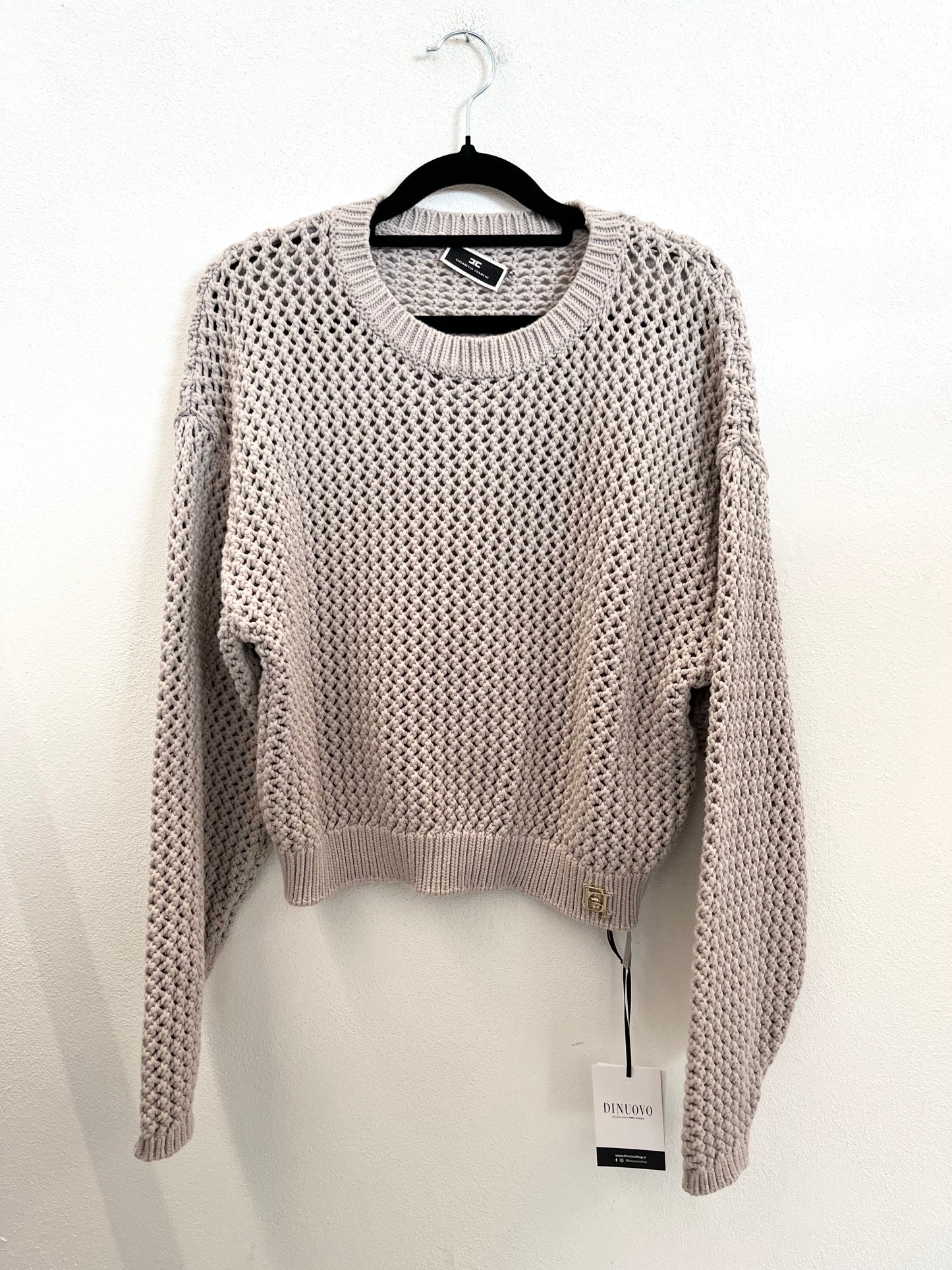 Maglia di Elisabetta Franchi a Trama Traforata con Logo Dorato