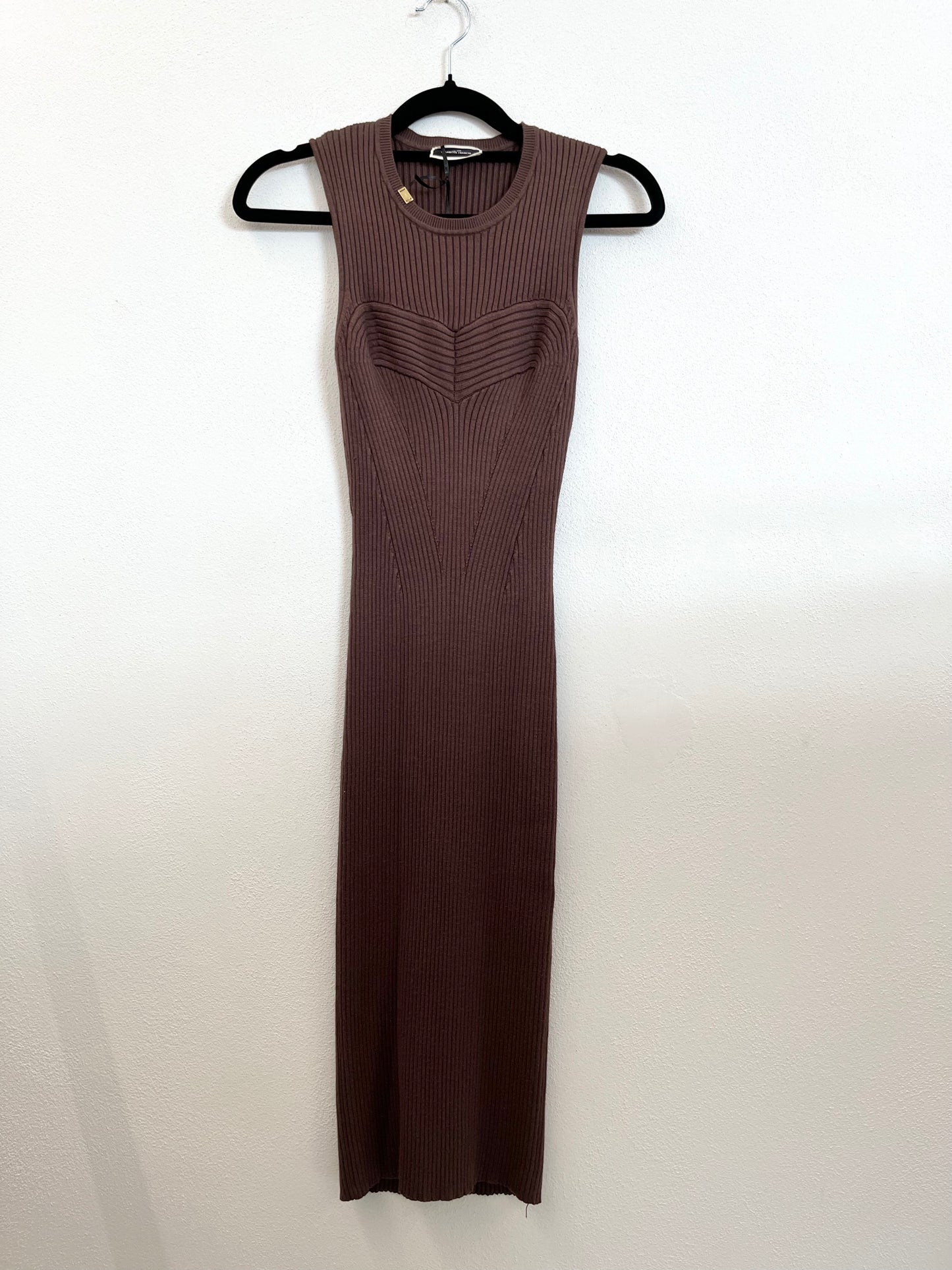 Abito Midi di Elisabetta Franchi in Maglia a Costine con Lavorazione a Cuore