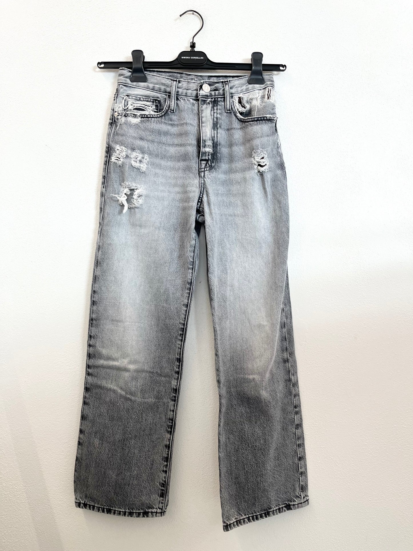 Jeans di Frame Straight-Leg con Dettagli Distressed