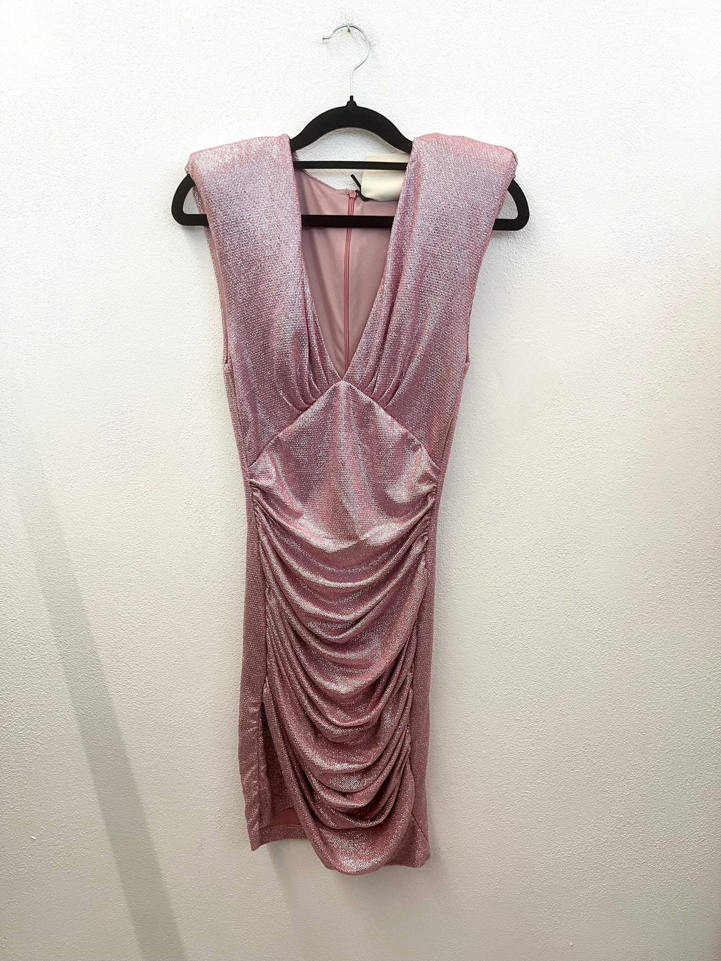 Vestito Corto di Aniye By Drappeggiato Lurex Rosa Cipria