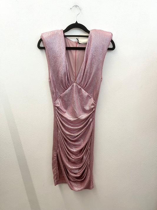 Vestito Corto di Aniye By Drappeggiato Lurex Rosa Cipria