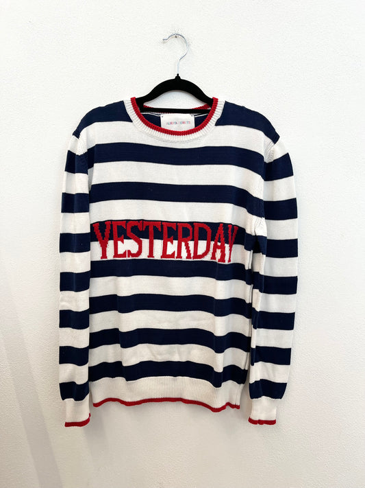 Maglia di Alberta Ferretti a righe &nbsp;con scritta "Yesterday"