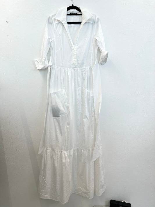 Abito lungo di Twin Set chemisier bianco con tasche applicate