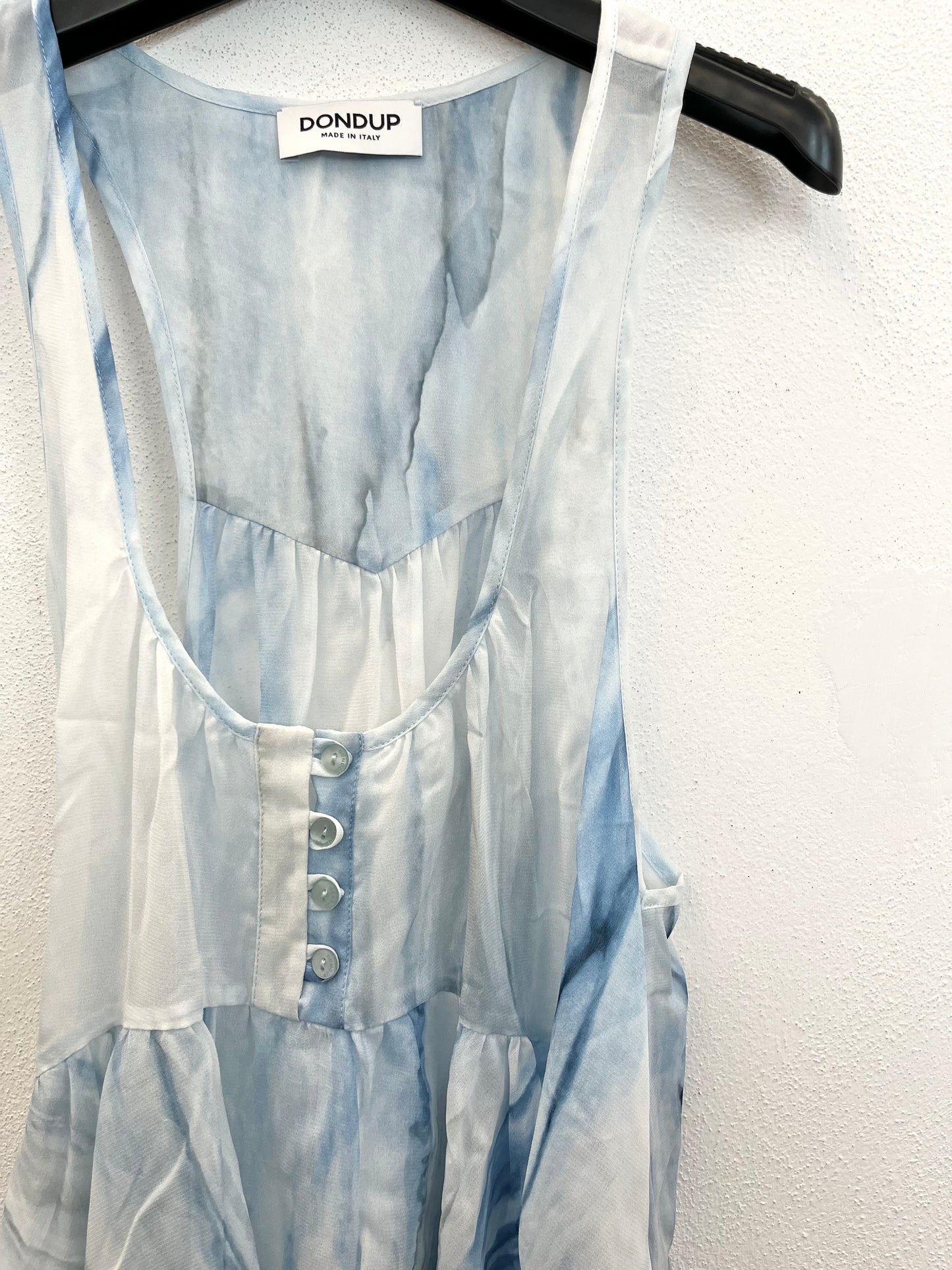 Camicetta di DonDup tie-dye azzurro a uovo con ruches