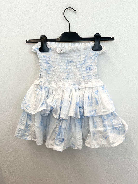 Top strapless di DonDup tie-dye azzurro con bustino smocked